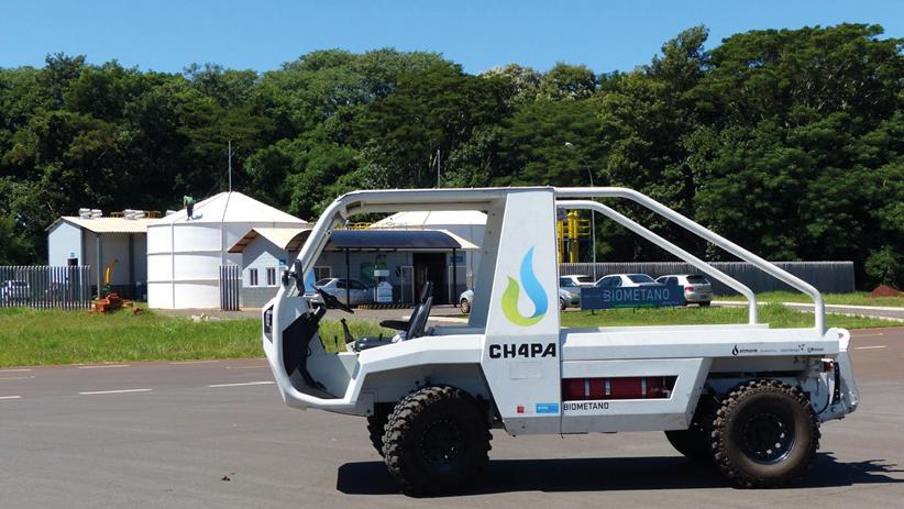 Arbeitsfahrzeug „CH4PA“ vor der Biogas und Biomethan Demonstrationsanlage UD CIBiogás in Itaipu